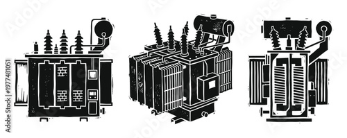 Electrical power transformer industrial equipment for energy distribution substation grid