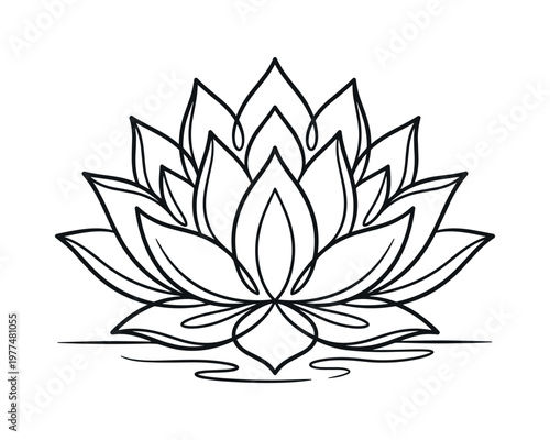 Elegant lotus flower silhouette continuous line art drawing for yoga and meditation studio branding design