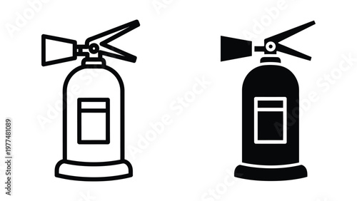 Comparison of two different fire extinguishers with distinct color schemes and designs