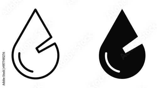 Contrasting water droplet icons in outline and filled styles
