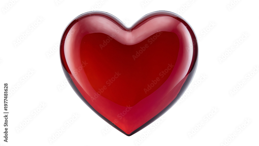 Obraz premium Glossy red heart shape with reflective surface