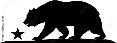 California Bear Silhouette with Star and Ground (Monochrome)