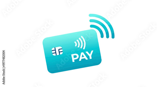 Contactless card payment icon with PAY text and wireless signal waves, symbolizing secure and convenient mobile transactions.