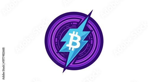 Bitcoin lightning bolt icon with circular background, representing fast cryptocurrency and digital coin payment transactions.