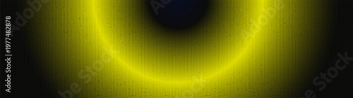 Panorama Neon Yellow Elliptical Ring on Black Technology Background, Futuristic Energy Vortex, Motion and Universe Concept Design, Vector Illustration