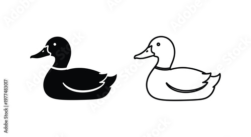 Black and White Duck Silhouettes Vector Designs Vector