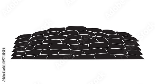 Black brick wall texture, seamless pattern, vector background, stone masonry