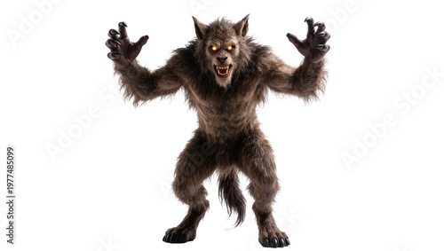 Photography Fearsome Werewolf Creature with Fur Claws, and Sharp Teeth