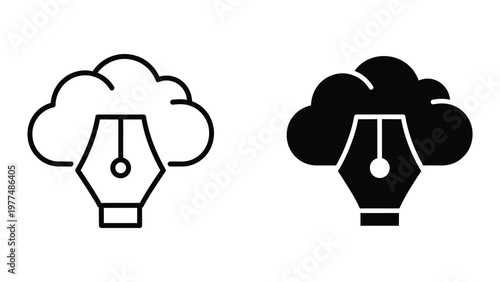 Comparison of cloud storage icons with different visual styles of lanterns underneath