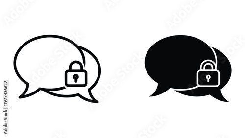 Secure communication depicted through locked speech bubbles
