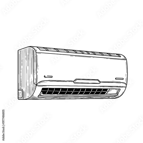 Air conditioning unit in minimalist outline style for climate control  