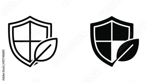 Comparative depiction of two heraldic shields with cross and leaf motifs in contrasting styles