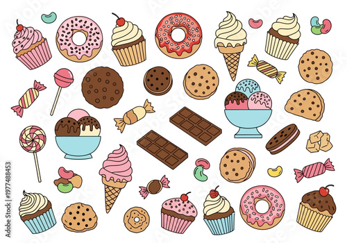 Colorful assortment of sweet treats and desserts on display