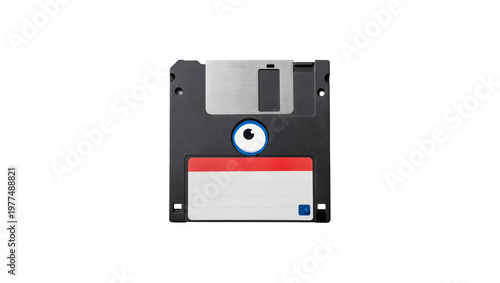 Canvastavla Black plastic 3 5 inch floppy disk with red label and metal slider