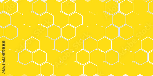 Abstract pattern seamless yellow hexagon honeycombs on a white background. Honey comb background pattern symbol vector design. modern
