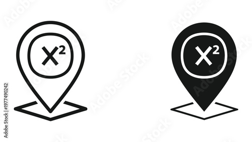 Comparison of location markers with squared x symbols inside circles