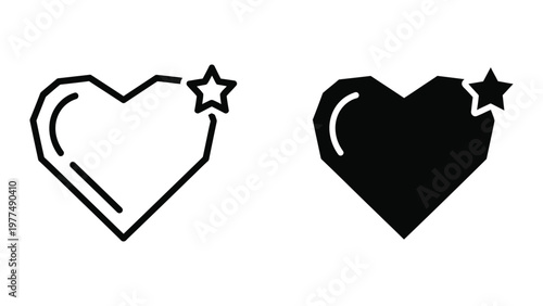 Two contrasting heart shapes with stars on a minimalist background for visual appeal