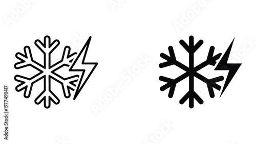 Contrasting visual styles of snowflakes with lightning bolt integration in monochrome designs