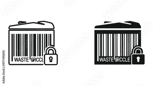 Contrast between secure and insecure waste and recycling collection icons