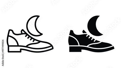 Crescent moon shoes depicted in day and night versions