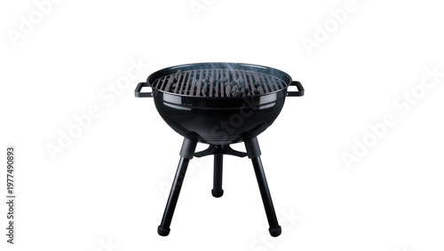 Photography Black Metal Charcoal Grill with Chrome Grate and Steel Legs