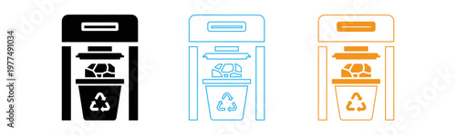 Recycling bin icons paper plastic and general waste separation