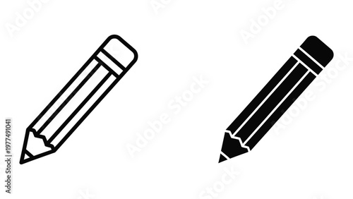 Two pencils with different tip styles pointing towards the right side.