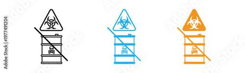Biohazard warning signs two variations of hazardous material containers
