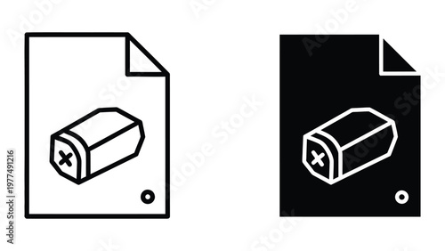 Contrasting icons of a battery within document pages with different color schemes