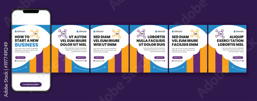 Business Tips Carousel Template for Social Media Marketing and Corporate Strategy Design Layout