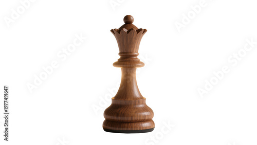 Slika na platnu Wooden King Chess Piece with Detailed Carving and Crown