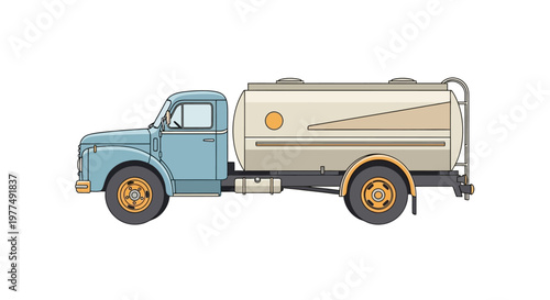 Vintage fuel truck tanker vehicle.