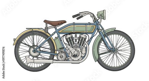 Vintage motorcycle with brown seat.