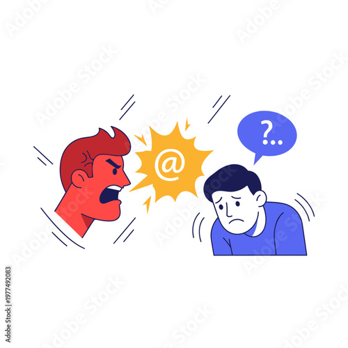 Angry Person Yelling at Confused Person, Conflict, Misunderstanding, Aggression