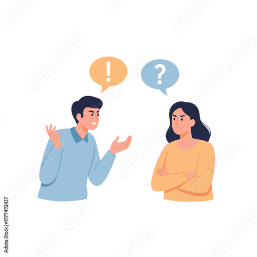 Couple arguing, communication problems, misunderstanding, disagreement, relationship conflict