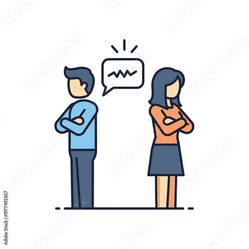 Couple Arguing, Disagreement, Conflict, Communication Problems, Relationship Issues, Vector Illustration
