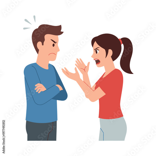 Couple arguing, man and woman in conflict, disagreement, relationship problems, stressful communication