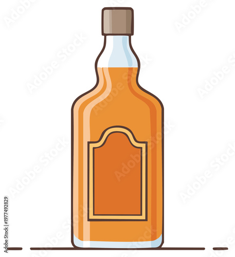 Classic whiskey bottle with blank label cartoon vector illustration