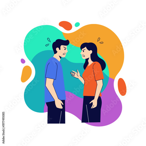 Couple Arguing, Relationship Conflict, Disagreement, Emotional Stress, Abstract Background