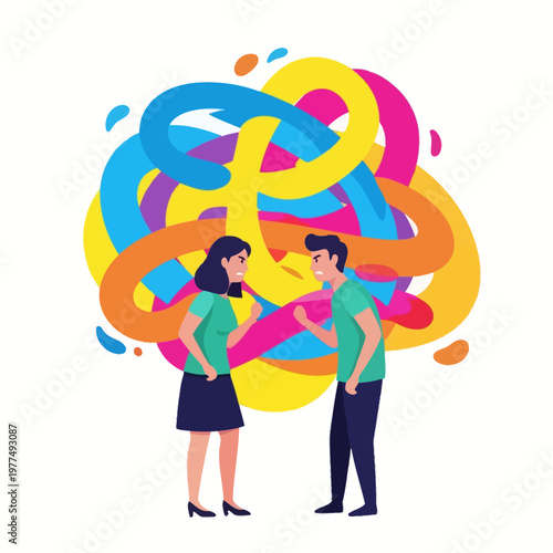 Couple Arguing, Relationship Conflict, Communication Breakdown, Abstract Chaos Background