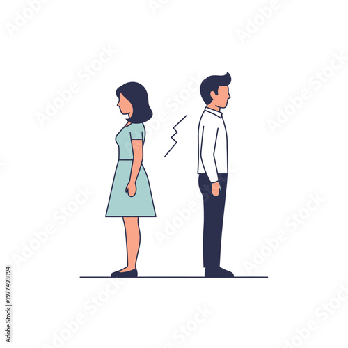 Couple Back to Back, Relationship Conflict, Disagreement, Separation Concept