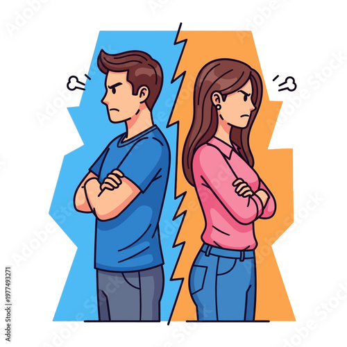 Couple fighting, man and woman arguing, relationship conflict, divorce, separation, disagreement
