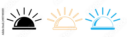 Two abstract sun icons orange and blue radiating light