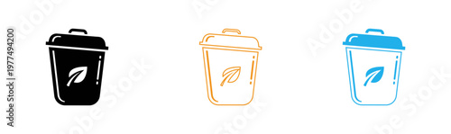 Recycling bins illustration orange and blue containers for waste separation