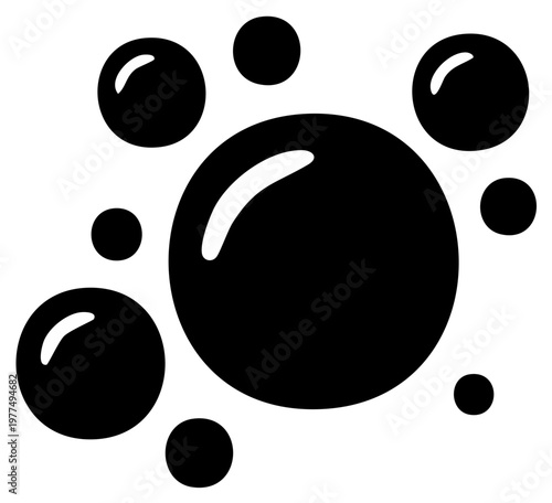 Black soap suds or carbonated bubbles icon simple vector graphic illustration