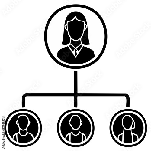 Business organizational chart with manager and subordinates in simple flat design icons