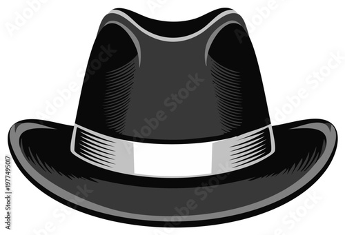 Classic black fedora hat with grey band a stylish accessory for any occasion