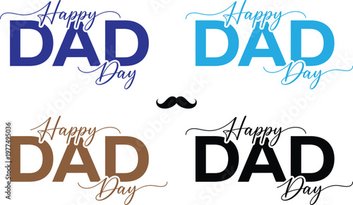 Happy father's day typography colorful and artistic 'dad' lettering designs