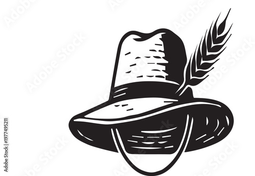 Farmer Hat Icon Minimal Line Vector Illustration