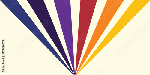 Abstract colorful 70s background vector. Vintage retro wallpaper with rainbow stripes and wavy lines. A 1970 color illustration suitable for posters, banners, decorative items and wall art.